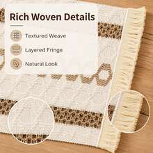 1/4/8 PCS Placemat Set 3 Pieces - 17.7 Inch X 11.8 Inch Woven Cotton Placemats, Suitable For Dining Table, Linen Material Placemats, Autumn Thanksgiving Dinner Use, Beige - Multicolor - View 5