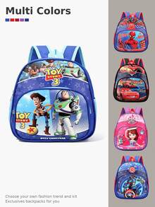 Disney Spider-Man, Sofia, 95 Racing, Frozen Cartoon Superhero Princess Racing Backpack, Multi-Color Anime Comic Hero Racing Theme School Bag, Women's Fashion Lightweight Durable Large Capacity Daily Backpack, Casual Cartoon Backpack With Front Pocket, Travel Commute Shoulder Bag Suitable For Travel And School Use, Christmas Gift, Cute 3D Cartoon Pattern Backpack - Multicolor - View 5