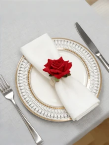1pc/8pcs Rose Napkin Rings, Floral Napkin Holders, Farmhouse Style Wedding Holiday Table Decor, Suitable For Banquet Restaurant Hotel - Multicolor - View 7
