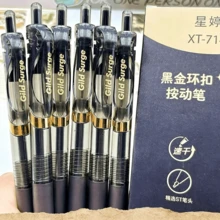 Large Capacity Clickable Neutral Pens (Available In 1, 3, Or 6 Pack), Featuring Stylish Black And Gold Color Design, 0.5mm ST Tip And Quick-Dry Black Ink, Smooth And Fluid Writing, With Convenient Pen Clip; Perfect For Students' Exams, Office Work And Campus Learning. - Sets - View 7