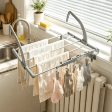 Foldable Drying Rack, No-Drill Window Sill Balcony Clothes Rack, Metal Material Home Towel & Clothing Storage Hanging Rack, Non-Slip Stable Strong Load-Bearing, Space-Saving Foldable, Suitable For Bay Window Sill Bathroom Indoor, Home Drying & Hanging Multi-Function Storage Rack, Small Apartment Home Drying Practical Tool - View 14