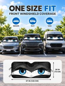 Windshield Sun Shade, Car Front Windshield Sun Visor, Sun Visor Protection, Foldable 190T Sun Visor, Keep Vehicle Cool - Interesting Eyes - View 3