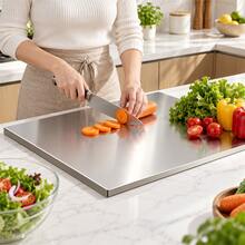 1pc Extra Large Stainless Steel Cutting Board, Metal Chopping Board And Kitchen Countertop Protector, Suitable For Meat, Vegetables, Fruit And Food Preparation, Easy To Clean Kitchen Accessory - View 8