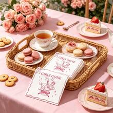 20pcs/40pcs Disposable Cocktail Napkins, Pink Pattern Paper Napkins, Suitable For Bachelorette Party, Pajama Spa Party And Girls Night Out Table Decor - Party Napkins - View 2