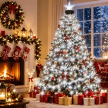 400/220 LED Christmas Waterfall Tree Lights, USB Powered, 10 Lighting Modes, LED Indoor String Lights, White Holiday Decorative Lights, Suitable For Indoor/Outdoor, Garden, Party, Wedding, Festival, Christmas Tree, Christmas Decoration - white light - View 9