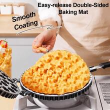 Plum Blossom Pancake Maker, Multi-Cavity Stovetop Cake Pan With Double-Sided Hinged Design And Long Handle, Flower-Shaped Mold For Mini Pancakes, Filled Pastries, Cake Bites And Homemade Snacks - Black - View 7