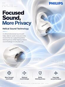 PHILIPS TAQ2320 Earphone Bluetooth TWS Desain Terbuka, Peredam Kebisingan Panggilan AI, Tahan Air dan Debu, Earphone Jepit untuk Olahraga dan Perjalanan - View 6