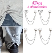 2/4/6/8/10Pcs Multi-Functional Clothing Clips, Suitable For Hemming, Metal Star, Heart, Bow Shirt, Pants, Clasp, Decoration, Long Jeans Leg Cuff Button Chain Magnetic Buckle, Clothing Accessories - Multicolor - View 14