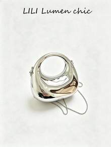 New Acrylic Mini Bag Fashionable Clutch Bag Personalized Crescent Moon Evening Bag With Crossbody Chain - Silver - View 9