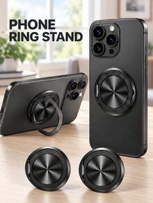 Phone Ring Holder 360 Degree Rotation Universal Finger Grip Kickstand Anti Drop For All Smartphones Compact Pocket Size Portable Travel Game Dorm Back To School - One Size - View 1