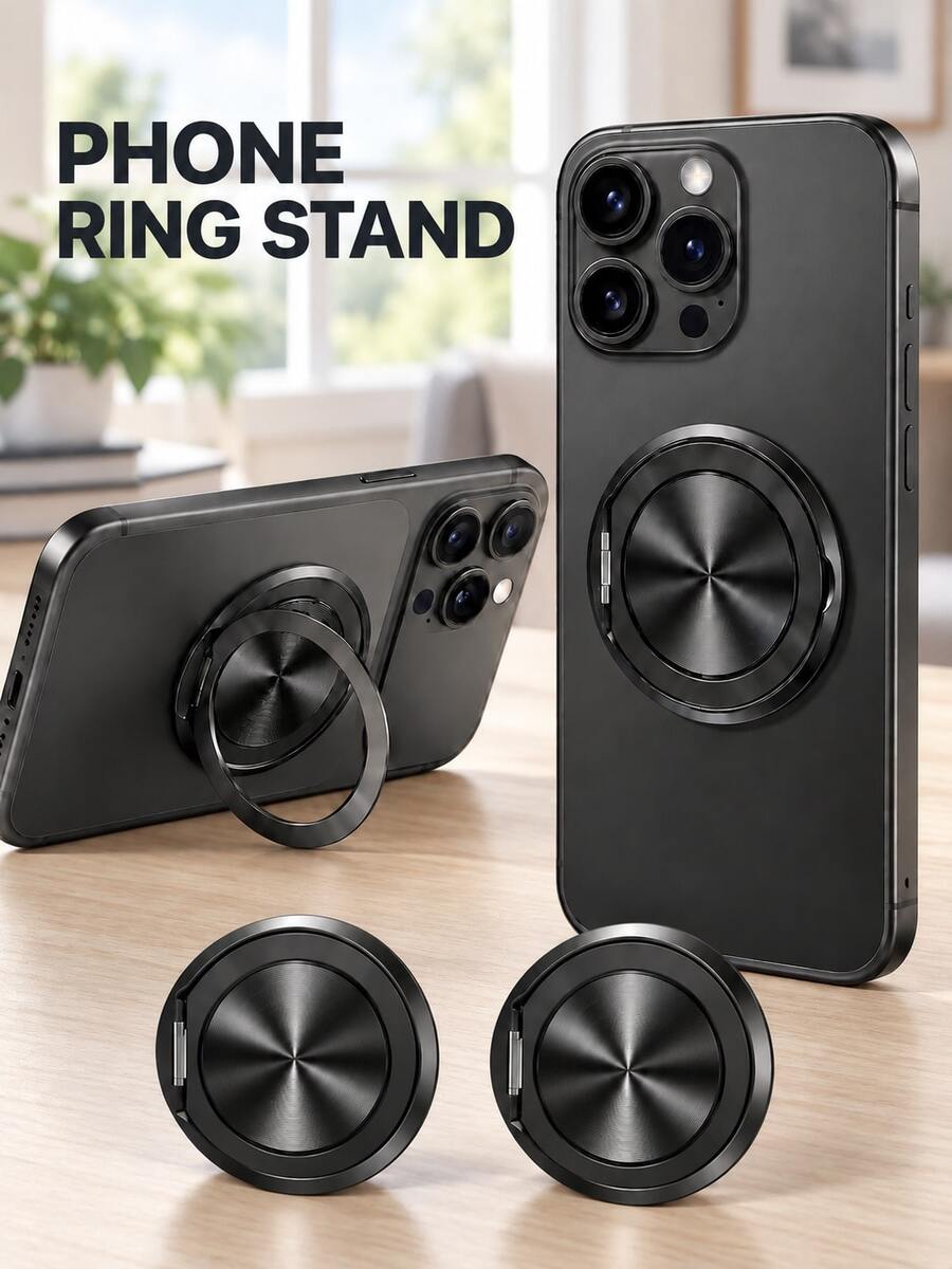 Phone Ring Holder 360 Degree Rotation Universal Finger Grip Kickstand Anti Drop For All Smartphones Compact Pocket Size Portable Travel Game Dorm Back To School - One Size - View 1