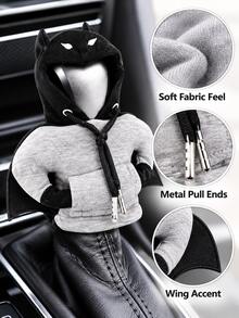 1pc Hooded Gear Shift Cover, Bat-Ear Design Car Shifter Sleeve For Manual Gear Knobs, Vehicle Interior Decoration - A - View 3