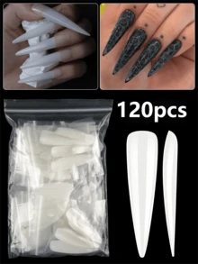 120 miếng móng tay giả acrylic dáng hạnh nhân ngắn, móng dán phủ toàn bộ bán mờ đúc sẵn, móng gel trong suốt hình vuông dán ép để nối móng, làm nail DIY tại nhà - Nhiều màu - Xem 9
