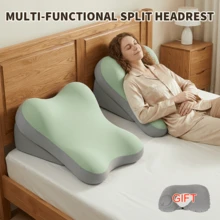 Reading Pillow For Bed Back Rest Lumbar With Support Arm Seat Cushion Lounger, Includes An Inflatable Neck Pillow - Fruit Green - View 3