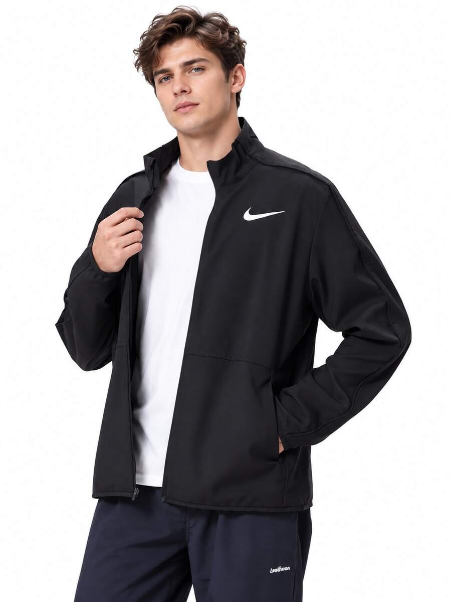 Nike New Men's Windrunner Sports Casual Hooded Woven Windbreaker Jacket - Black - View 1