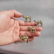 4pcs Copper Color Mini Camel Statue Decorative Metal Figurines, Suitable For Fairy Garden, Micro Landscape, Bonsai, Fish Tank And Miniature Landscape Decoration - Mini Camel - View 1