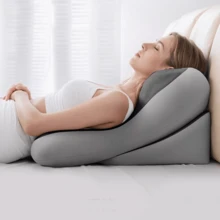 Reading Pillow For Bed Back Rest Lumbar With Support Arm Seat Cushion Lounger, Includes An Inflatable Neck Pillow - Grey - View 6