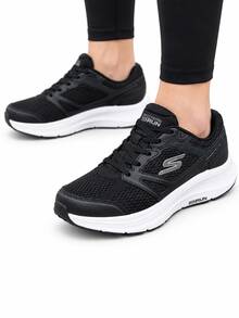Skechers Women's GO RUN Series Mesh Non-Slip Cushioned Entry-Level Stable Running Shoes - Black - View 1