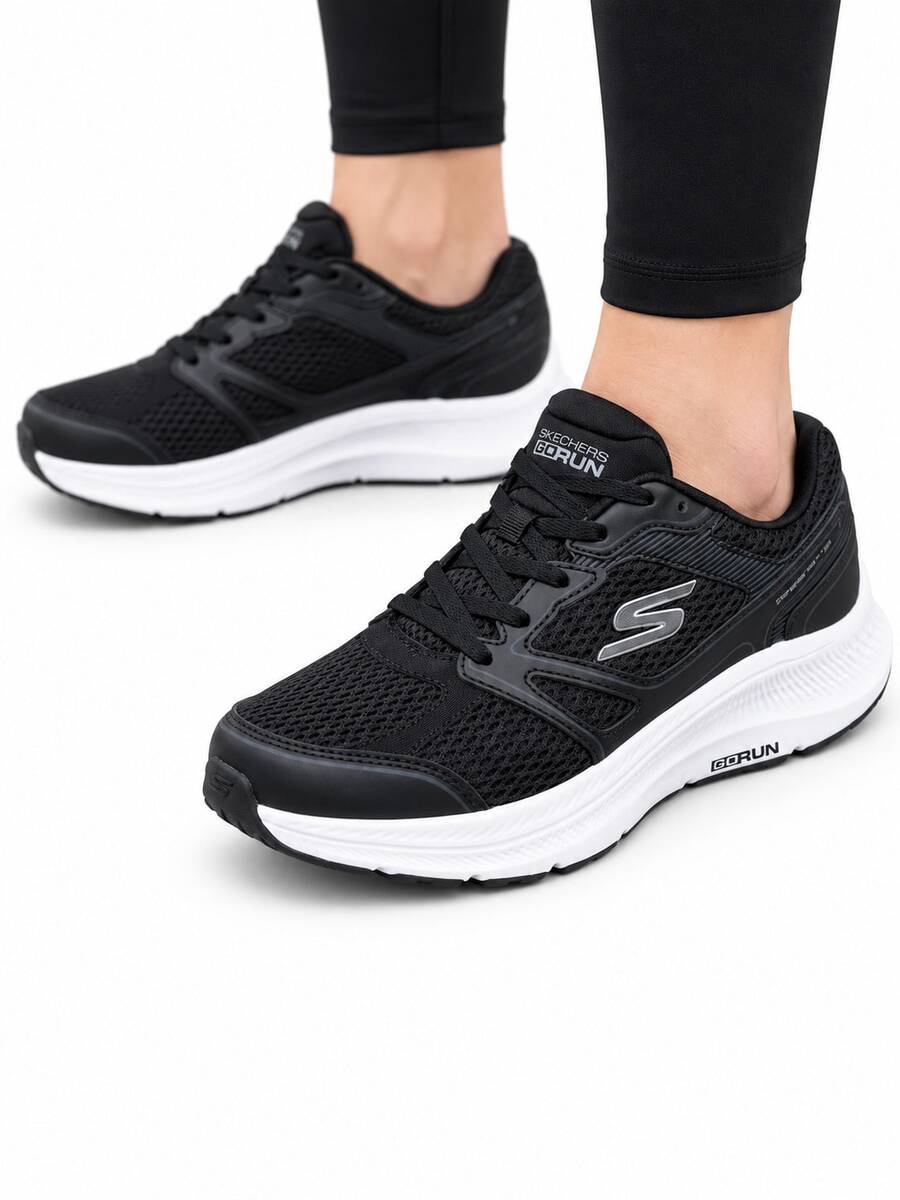 Skechers Women's GO RUN Series Mesh Non-Slip Cushioned Entry-Level Stable Running Shoes - Black - View 1