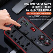 1pc 150W Car Power Inverter With Dual USB And Dual Type-C Fast Charging Ports, Multi-Function Car Cigarette Lighter Adapter, Suitable For Cars, SUVs, Trucks, Road Trips, Commuting And Travel - General Purpose - View 3