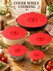 5pcs Silicone Bowl Lids, Microwave Reusable Covers, Multiple Sizes, Suction Seal Silicone Lids Suitable For Bowls, Cups, Plates, Pots And Pans, Prevent Food Splatter During Microwave And Stove Cooking. Kitchen Utensils, Kitchen Accessories. - Multicolor - View 2
