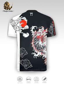 Men's Japan Football Soccer Jersey Tee,Japanese Samurai Inspired Top, Ideal For Matches, Street, Parties & Daily Wear, For Men, Teens, Fans, Gift - Black - View 2