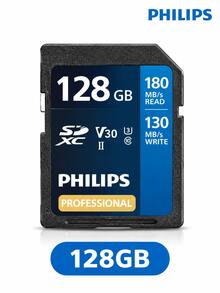 PHILIPS 64GB/128GB/256GB 4K High-Speed Blue Card V30 SD Memory Card U3 C10 Camera Storage Card Read Speed 180MB/S Write Speed 130MB/S DSLR Mirrorless Camera High-Speed Storage Card - View 10