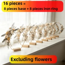 Hexagonal Metal Wreath Stand With Wooden Base, Gold Geometric Wreath Holder, Suitable For Dried Flower Decoration, Tabletop Centerpiece, Ideal For Home Living Room, Wedding Party, Valentine's Day, Wreath Stand Does Not Include Flowers - View 6