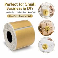 2 Inch Gold Glitter Thermal Labels For Baking, 500 Sheets/1 Roll | Round Thermal Printer Labels, Self-Adhesive, Print Clear And Sharp, Wide Compatibility - View 5