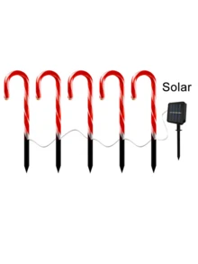 Christmas Candy Cane Solar String Lights, Waterproof Solar LED Ground Stake Lights, Auto Charging, 8 Hours Working Time, 8 Flashing Modes, Cute Candy Cane Shape, Suitable For Yard, Flower Bed, Pathway, Porch And Christmas Party Decoration - Multicolor - View 10