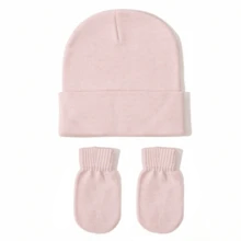 3pcs Boys & Girls Autumn/Winter Knitted Hat & Gloves Set, Winter Beanie + Gloves 3 Pieces Set, Infant Toddler Casual Knitted Hat Set, Soft & Warm, Solid Color Minimalist, Multiple Colors Available - 3pcs - View 13