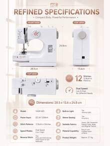 SOKANY Mini Electric Sewing Machine, Portable Electric Sewing Machine, Multi-Function Home Sewing Machine, Adjustable Speed, 12 Stitches, Suitable For Parents, Beginners And Craft Enthusiasts, Lightweight And Easy To Carry - View 4