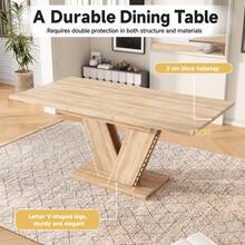 Extendable Dining Table 140/180*80 Cm, Suitable For 4-6 People, Rectangular Dining Table, Thickened Tabletop, V-Shaped Legs, Simple Style, Extendable Dining Table, Oak Color(Only Table - Oak + MDF - View 8