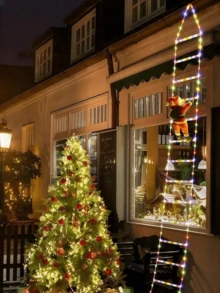 Lampu Natal LED Bentuk Tangga dengan Santa Claus yang Sedang Mendaki, Lampu Hias Warna-warni, Cocok untuk Dekorasi Natal, Ulang Tahun, Pesta, Halloween, Tahun Baru, Pencahayaan Suasana Perayaan, dan Dekorasi Estetika Rumah. - 2026 - View 12