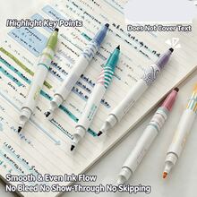 6/12 buah Spidol Fluorescent Ujung Ganda 12 Warna, Badan Segitiga Mudah Digenggam, Kualitas Kantor, Cocok untuk Menggambar, Menandai, dan Menyoroti, Pena Gambar untuk Pelajar/Sekolah, Set Alat Tulis Pelajar, Perlengkapan Kantor - Stabilo dua sisi - View 3