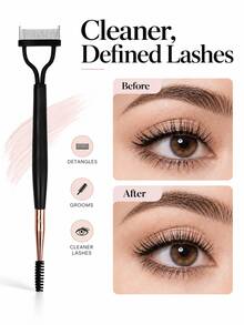 2-In-1 Eyelash Comb & Lash Separator Tool, Stainless Steel Mascara Comb With Eyebrow Spoolie, Dual-Ended Lash Brush For Clump Removal, Defined Lashes, Reusable Eye Makeup Grooming Tool For Daily Travel - Multicolor - View 3