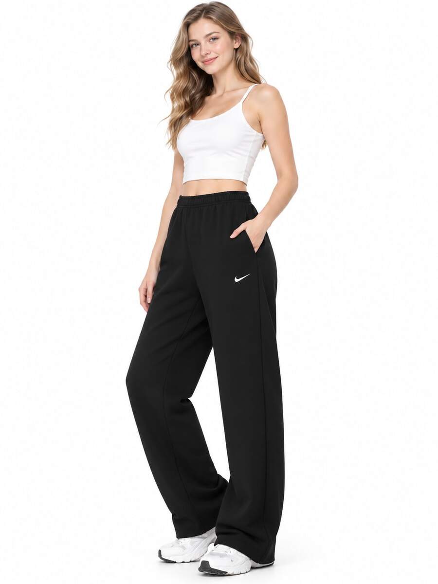 Nike New Women's Knitted Breathable Sports Casual Straight Leg Pants - Black - View 1