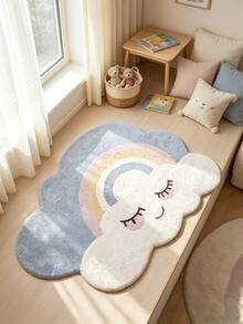 1 pièce Tapis de zone en fausse laine nœud-en-ciel vibrant, tapis de décoration de Noël en peluche doux, convient pour la décoration de la chambre ou du salon, lavable, design rayé coloré, tapis de salon, décoration de chambre, décoration de pièce, petit tapis, tapis en peluche, tapis épaissi, tapis épais, tapis en laine, tapis épaissi, tapis moelleux, tapis d'automne/hiver, épaissi/peluche - Multicolore - Voir 4