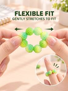 Colorful Beaded Finger Massage Ring, Textured Roller Hand Accessory, Suitable For Finger Exercise, Daily Relaxation, Office Break, Workplace, Travel And Home Use, Spring-Loaded Design, Ideal Gift For Hand Massage - Multicolor - View 7