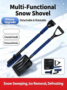 2pcs 5-In-1 Detachable Telescopic Snow Brush Ice Scraper, Rotatable Winter Snow Removal Tool, Suitable For Car Windshield, Driveway And Sidewalk, ABS Aluminum Alloy Material - Multicolor - View 1