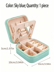 1pc Travel Jewelry Box With Mirror, Mini Jewelry Organizer For Necklace And Earring Storage, Pink Travel Essential, Suitable As Gift For Women, Large Capacity, Portable Jewelry Storage Box. - Multicolor - View 11