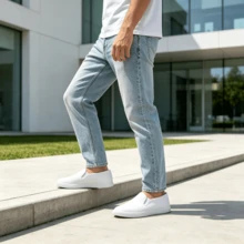 Black Canvas Slip-On Shoes, Lightweight And Breathable, Slouchy Shoe Design, All-Season Casual Style, Suitable For Daily Commute, Outdoor Walking And Vacation - White - View 4