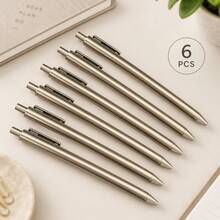 6pcs Luxury Gold Ballpoint Pens, Large Capacity Retractable Black Ink Pens, Smooth Writing, Suitable For Wedding Bridal Party, Business Office, Diary, Gift For Guests - A - View 7