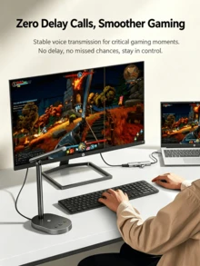 DHP-MC1 USB Desktop Condenser Microphone With Built-In Sound Card And Noise Reduction, Suitable For Desktop Computers, Live Streaming, Gaming, Online Meetings, And Online Courses. - View 5
