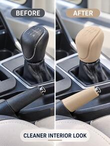 2pcs Silicone Gear Shift And Handbrake Cover Set, Non-Slip Gear Knob Sleeve And Parking Brake Grip Protector, Coordinated Car Interior Accessories For Compatible Gear Levers And Handbrakes - A - View 3