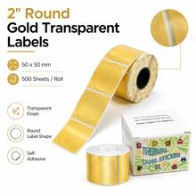 2 Inch Gold Glitter Thermal Labels For Baking, 500 Sheets/1 Roll | Round Thermal Printer Labels, Self-Adhesive, Print Clear And Sharp, Wide Compatibility - View 4