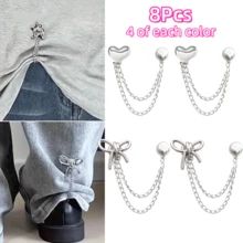 2/4/6/8/10Pcs Multi-Functional Clothing Clips, Suitable For Hemming, Metal Star, Heart, Bow Shirt, Pants, Clasp, Decoration, Long Jeans Leg Cuff Button Chain Magnetic Buckle, Clothing Accessories - Multicolor - View 25