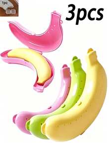 3pcs Outdoor Travel Banana Storage Boxes, Cute Banana Protective Cases, Fruit Storage Containers, Fitness Fruit Protector Boxes, Leakproof & Shockproof Food Storage Containers, Suitable For Outdoor Travel Lunch, Fitness, Camping And Back To School, PP Plastic - Multicolor - View 10