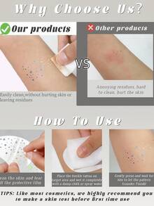 1pc Reindeer Face Tattoo Sticker, Christmas Freckle Tattoo Sticker, Cute Deer Shape Sticker, Waterproof, Christmas Sticker, Deer Makeup, Suitable For Holiday Party Costume Christmas Decoration - Multicolor - View 7