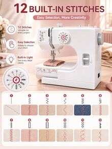 SOKANY Mini Electric Sewing Machine, Portable Electric Sewing Machine, Multi-Function Home Sewing Machine, Adjustable Speed, 12 Stitches, Suitable For Parents, Beginners And Craft Enthusiasts, Lightweight And Easy To Carry - View 5